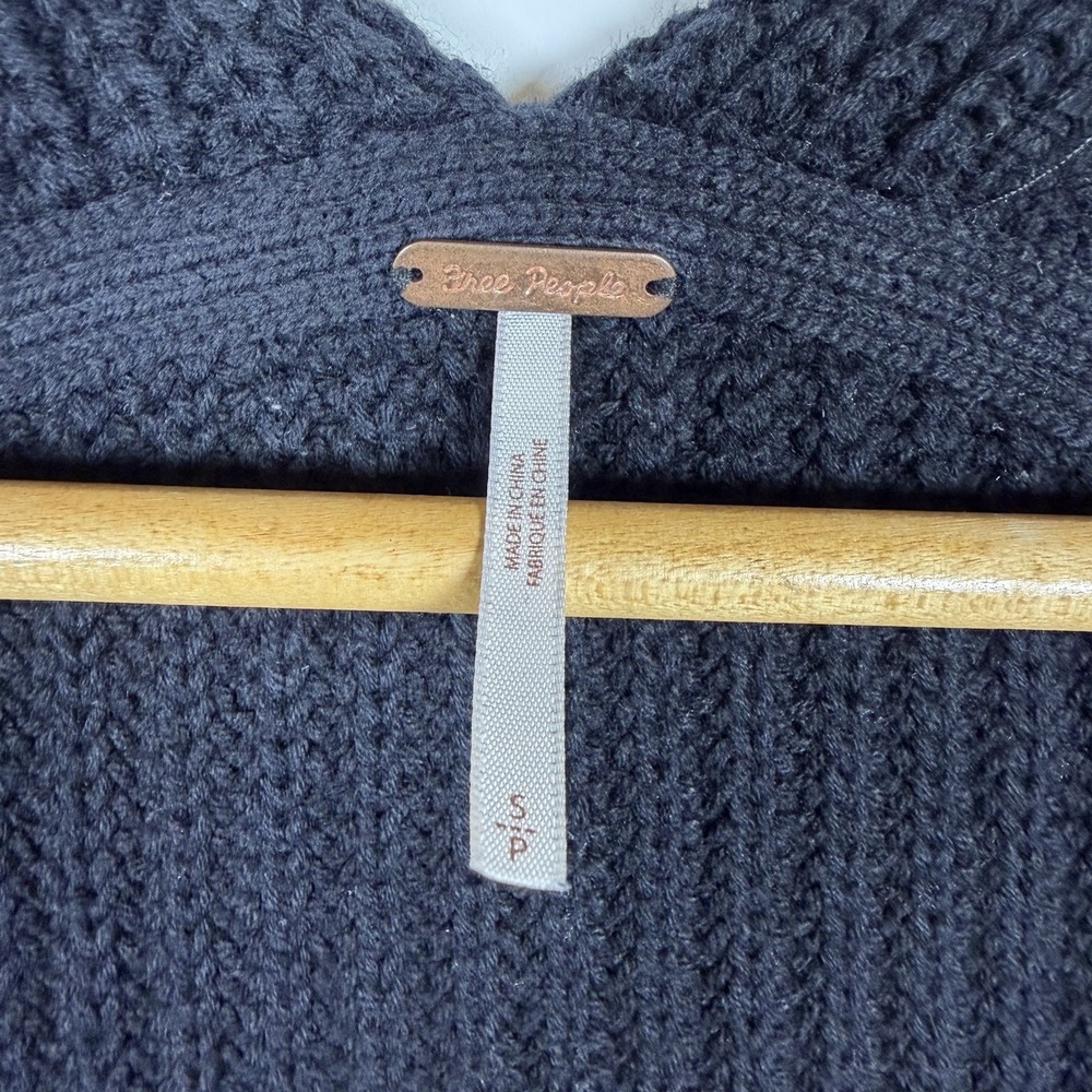 Free People Open Chunky Knit Cardigan Women's Size Small Black Long Sleeve - Picture 3 of 7